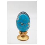 Fenton Hand Painted Ocean Seagulls Art Glass Egg