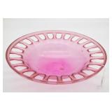 Pink Fruit Bowl with Openwork Pierced Rim
