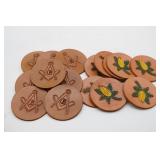 Hand Tooled Leather Coasters Masonic &