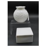A.K. Kaiser White Bisque Porcelain Rose Vase &