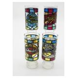 Vintage Stained Glass Style Beer Glasses (4)