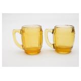 Hazel Atlas Amber Glass Beer Barrel Mini Mugs