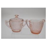 Jeannette Glass Covered Sugar and Creamer Set