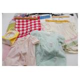 Assorted Linens, Aprons & Baby Clothes
