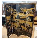 Chinese Chinoiserie Black Lacquer Folding Room