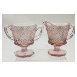 Jeannette Glass Windsor Diamond Pink Depression