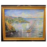 Sailboat & Coastal Cove Oil on Canvas by dePierre