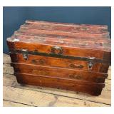 Antique Flat Top Steamer Trunk