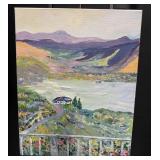 Mountain Valley & Lake Oil on Canvas by
