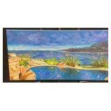 Coastal Infinity Pool & Seascape Oil on Canvas by