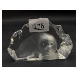 Baby Seal Crystal Mats Jonasson Sweden Signed