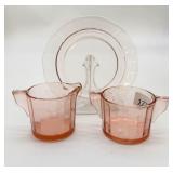 Pink Depression Optic Etched Corsage Cream &