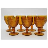 Sandwich Glass Amber Goblets