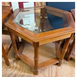 Octagonal Glass Top End Table