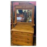 Antique Victorian Eastlake Oak Dresser w/Mirror