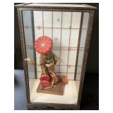 Japanese Geisha Doll in Glass Case