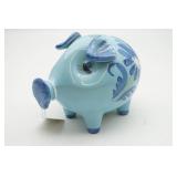 Italian Pottery Light Blue Pig Coin Bank