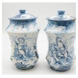 Pair Albisola G. Barile Italian Blue & White