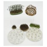 Vintage Floral Flower Frog Lot Wire, Glass &