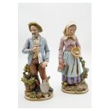 Homco Porcelain Peasant Farmer Figurines Pair