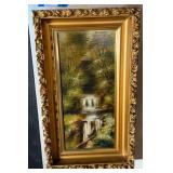 Victorian Woodland Waterfall Oil Painting Ornate