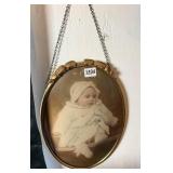 Oval Brass Bubble Glass Frame Portrait