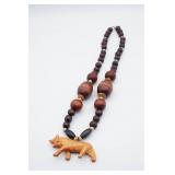 Hand Carved Wooden Wolf Necklace