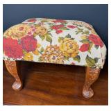 Floral Upholstered Footstool