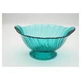 Jeannette Glass Swirl 10" Footed Bowl