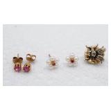 (2) Pair of Earrings & Bumble Bee Pin
