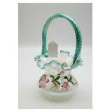 Fenton Azalea Spiral Optic Basket w/Green