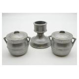 Pewter Condiment Jars & Candlestick Holder