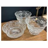 (3) Crystal Bowls One Has a Chip