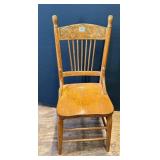 Antique Pressed Back Oak Dining Chair