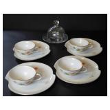 Snack Plates & 4 Cups and Covered Cheese Dish