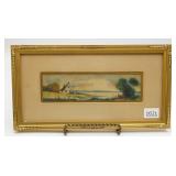 Panoramic Watercolor Seascape Painting Coastal