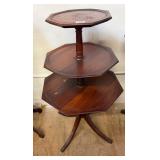 Duncan Phyfe Mahogany 3 Tier Dumbwaiter Table