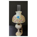 Converted Oil Lamp w/Hand Painted Shade Bird
