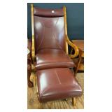 Mission Style Faux Leather Chair & Ottoman Set