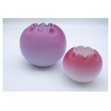 Vintage Peach Blow Pink Cased Satin Glass Rose