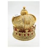 Ornate Gold Tone Metal Crown Musical Trinket
