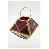 Stained Glass Brass Tea Light Candle Holder