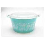 Pyrex Butterprint Turquoise Covered Dish #473