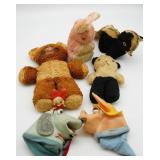 Rubber Face Hand Puppet & Vintage Plush Lot