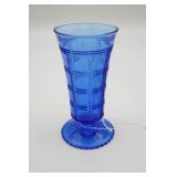 Imperial Glass Beaded Block Cobalt Blue Vase