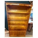 Solid Pine Bookcase w/Bottom Cabinet Storage