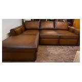 Pottery Barn Cognac Leather 2 Piece Sectional