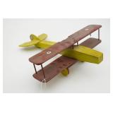 Folk Art Hand Crafted Wooden BiPlane Toy