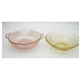 2pcs of Depression Glass Pink & Yellow