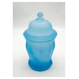 Satin Frosted Blue Glass Apothecary Jar